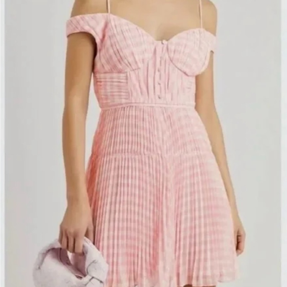 Self-Portrait Pink Gingham Mini Dress